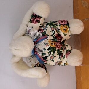 Vintage Bunnies by the Bay floppy ear floral rose lace collar stuffed animal